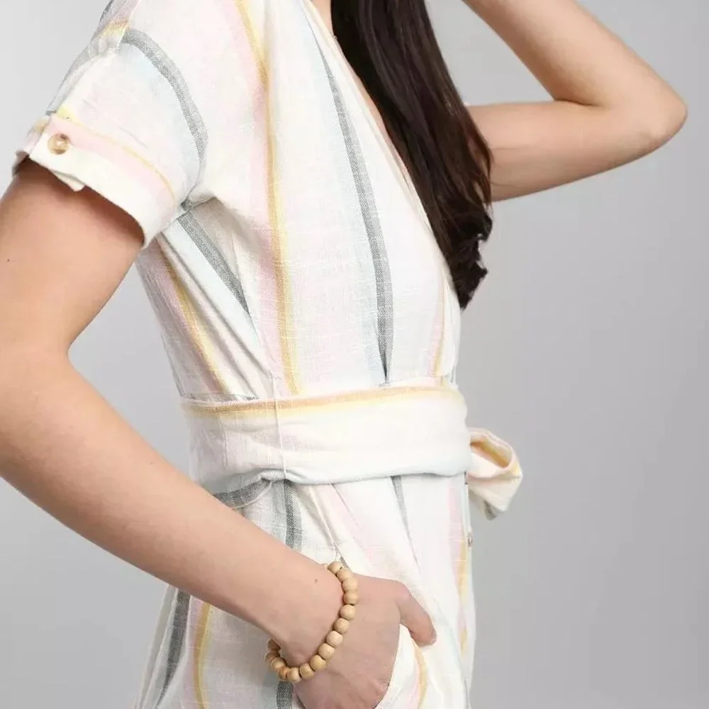 NWT Billabong x The Salty Blonde Dream Weaver Wide Leg Crop Striped Jumpsuit-S_9